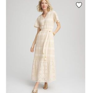 Elegant Cream Lace Maxi Dress